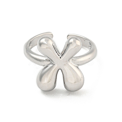 Brass Letter Open Cuff Rings for Women RJEW-G313-01X-P-1
