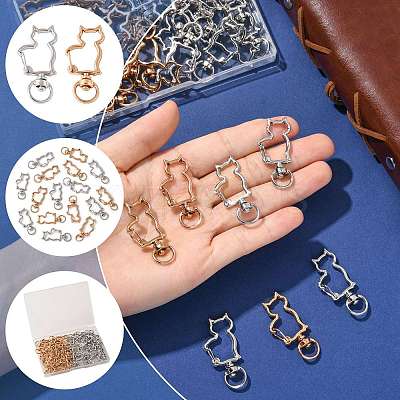 40Pcs 2 Colors Alloy Swivel Snap Hook Clasps FIND-FS0004-73E-1