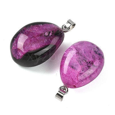 Natural Dyed & Heated Agate Tumbled Stone Pendants GG-K002-07D-1