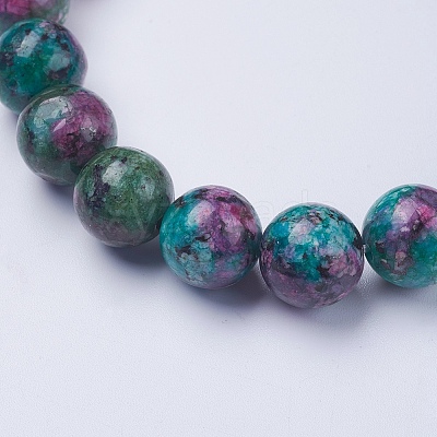 Synthetic Ruby in Zoisite Beaded Stretch Bracelets BJEW-I253-10mm-29-1