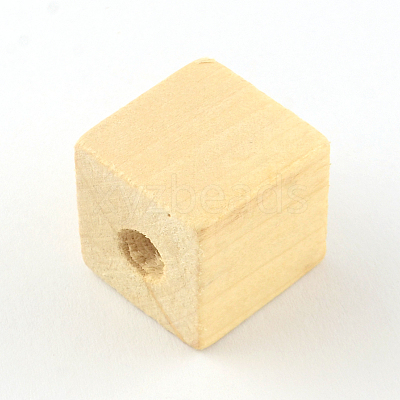Cube Undyed Natural Wooden Beads WOOD-R249-084-1