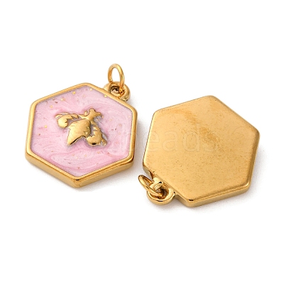304 Stainless Steel Enamel Pendants STAS-U061-37G-C03-1