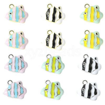 12Pcs 6 Colors Alloy Enamel Charms ENAM-CJ0007-49-1