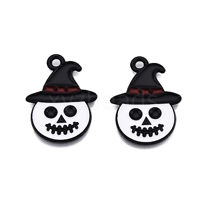 Halloween Theme Spray Painted Alloy Enamel Pendants ENAM-T020-09C-1