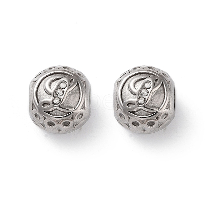 304 Stainless Steel Rhinestone European Beads STAS-A092-10L-P-1