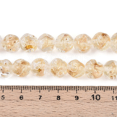 Handmade Gold Foil Glass Beads Strands FOIL-N029-04A-1