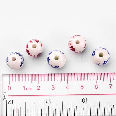 Floral Printed Porcelain Beads PORC-CF187Y-CF190Y-1