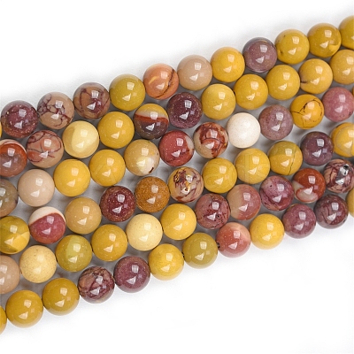 Natural Mookaite Round Beads Strands G-O047-12-6mm-1