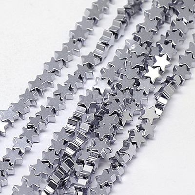 Electroplate Non-magnetic Synthetic Hematite Beads Strands G-J173-4x4mm-02-1
