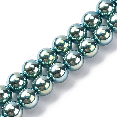 UV Plating Pearlized Glass Pearl Beads Strands GLAA-F128-01B-T24-1