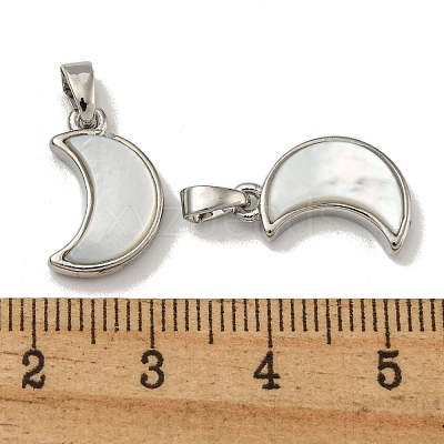 Rack Plating Brass Natural White Shell Pendants LS-KK-U025-06P-01-1