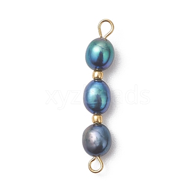 Natural Cultured Freshwater Pearl Potato Beaded Links Connector Charms PALLOY-JF05038-1