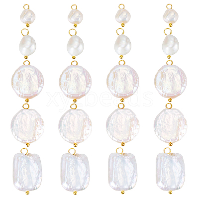 20Pcs 5 Style Natural Pearl Pendants PALLOY-PH01822-1