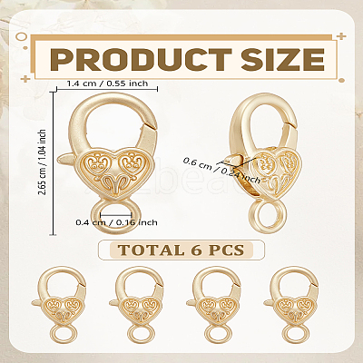 6Pcs Tibetan Style Heart Lobster Claw Clasps FIND-LP0007-54-1
