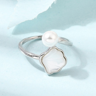 Adjustable Brass White Shell Cuff Rings SH-CBA3B38-01P-1