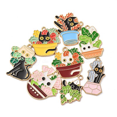 8Pcs 8 Styles Alloy Enamel Pandants ENAM-FP0002-71-1