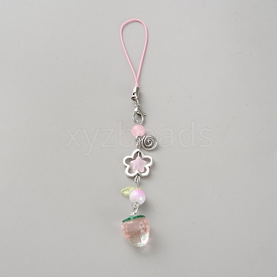 Plastic Strawberry Beads Mobile Straps HJEW-WH00056-10A-1