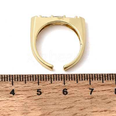 Brass Micro Pave Cubic Zirconia Cuff Open Rings for Women RJEW-L343-02G-06-1