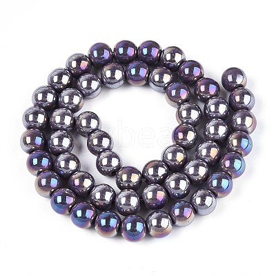 Electroplate Opaque Glass Beads Strands GLAA-T032-P8mm-AB15-1