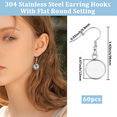 60Pcs 304 Stainless Steel Earring Hooks STAS-BBC0009-93A-1