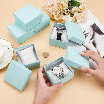 Cardboard Jewelry Watch Storage Gift Box CON-WH0092-67C-1