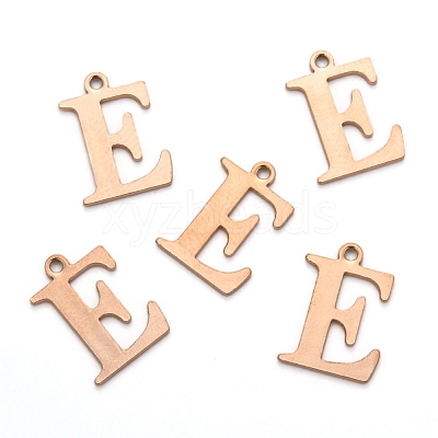 Ion Plating(IP) 304 Stainless Steel Alphabet Charms STAS-H122-E-RG-1