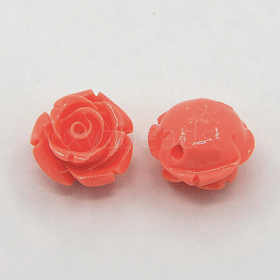 Synthetic Coral 3D Flower Rose Beads CORA-A006-15mm-018-1