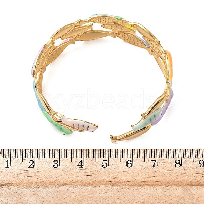 Ocean 304 Stainless Steel Enamel Cuff Bangles for Women BJEW-F518-02F-G-1