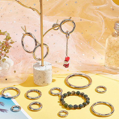 16Pcs 8 Styles Alloy Spring Gate Rings FIND-PH0007-80P-1