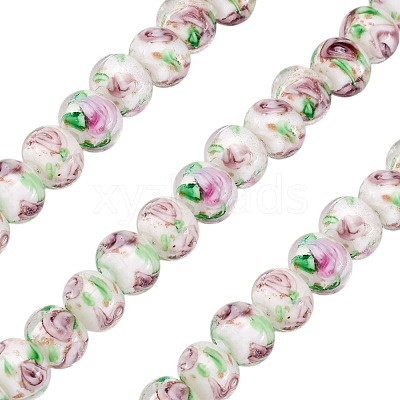 1 Strand Handmade Lampwork Inner Flower Rondelle Beads Strands LAMP-TA0002-72K-1