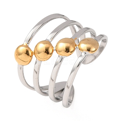 304 Stainless Steel Open Cuff Rings for Women RJEW-K321-01C-1