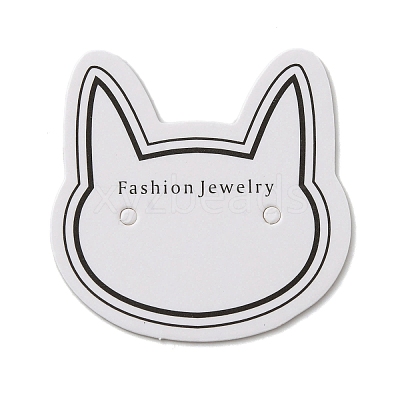 100Pcs Cat Head Shape Paper Jewelry Earring Display Cards AJEW-Z021-03B-1