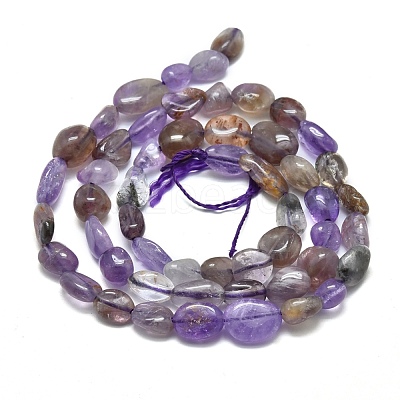 Natural Purple Rutilated Quartz Beads Strands G-O186-A-18-1