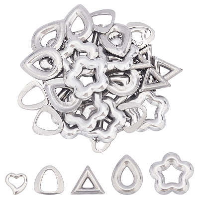 40Pcs 5 Style 304 Stainless Steel Linking Rings STAS-UN0023-67-1
