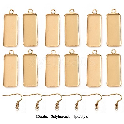 DIY Rectangle Tray 304 Stainless Steel Dangle Earring Naking Kits DIY-CC0001-26-1