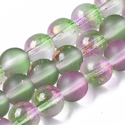 Frosted Spray Painted Glass Beads Strands GLAA-N035-03C-C01-1