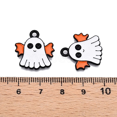 Halloween Theme Spray Painted Alloy Enamel Pendants ENAM-T020-09G-1