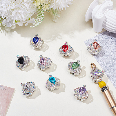 10Pcs 10 Colors Alloy Glass Beads ALRI-AR0001-11-1