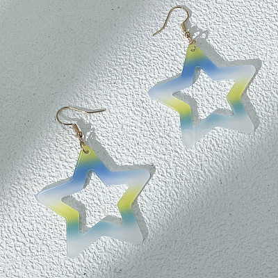 Alloy Acrylic Star Dangle Earrings for Women WG7A8ED-01-1
