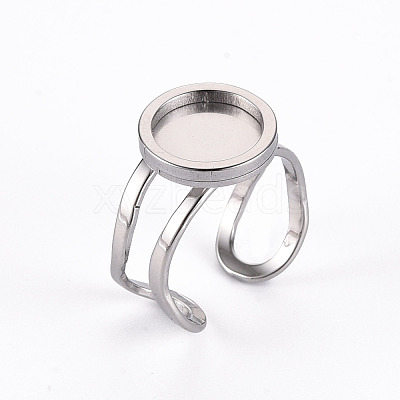 Tarnish Resistant 201 Stainless Steel Cuff Ring Findings STAS-S080-040A-P-1