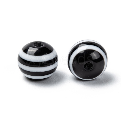 Round Striped Resin Beads RESI-R158-10mm-11-1