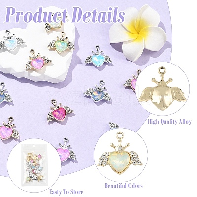 20Pcs 2 Colors UV Plating Alloy Mixed Color Glass Rhinestone Pendants FIND-YW0011-17-1