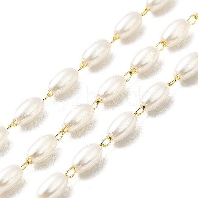 Handmade Oval Plastic Beaded Chains CHS-I019-10G-01-1