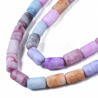 Opaque Baking Paint Crackle Glass Beads Strands FGLA-T004-01I-1