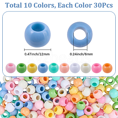 300Pcs 10 Colors Opaque Acrylic Beads SACR-SP0001-53B-1