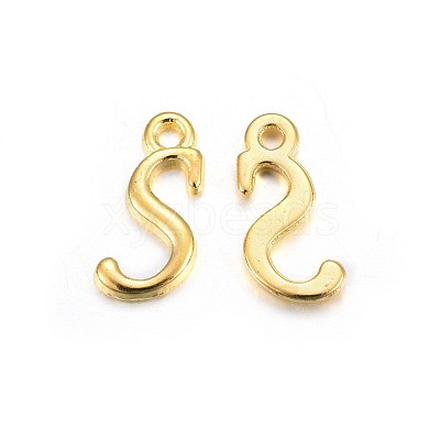 Golden Plated Alloy Letter Pendants X-PALLOY-J718-01G-S-1