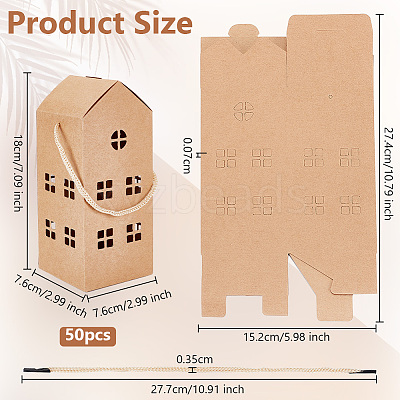 House Shaped Kraft Paper Candy Totes LS-CON-WH0105-01-1