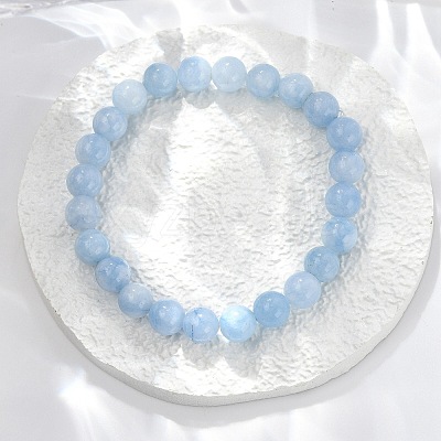 Natural & Dyed White Jade Bead Stretch Bracelets BJEW-K212-B-018-1