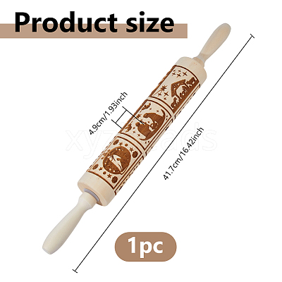 Wood Decorative Pattern Rolling Pin AJEW-WH0596-430B-1
