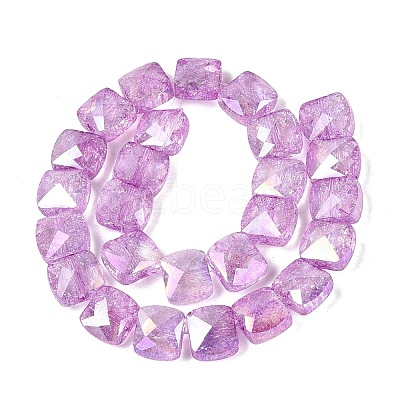 Electroplate Transparent Crackle Glass Beads Strands EGLA-Q135-02A-B05-1